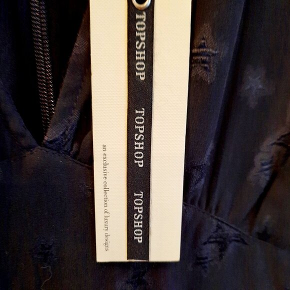 NEW Topshop Patterned Black V-Neck Sheer Midi Dress with Embroidery, Size 12 - Picture 11 of 11